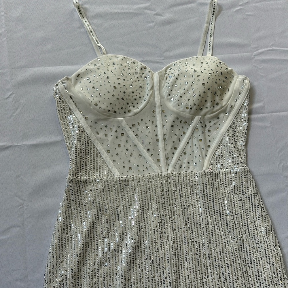Elegant White Sequin Dress